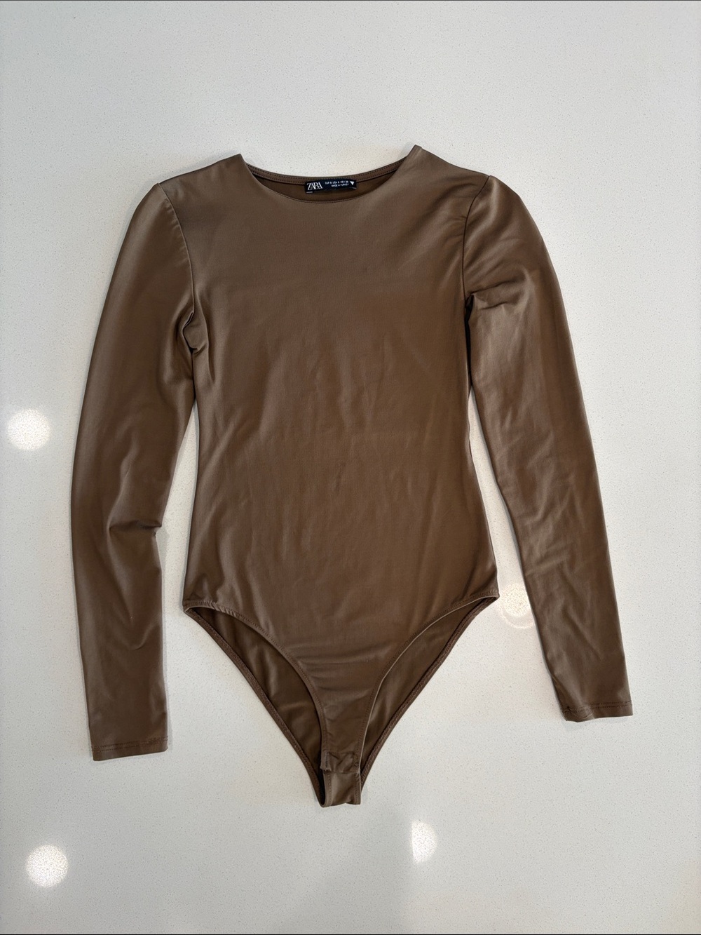 ZARA Kids Brown Long-Sleeve Bodysuit with Crew Neck